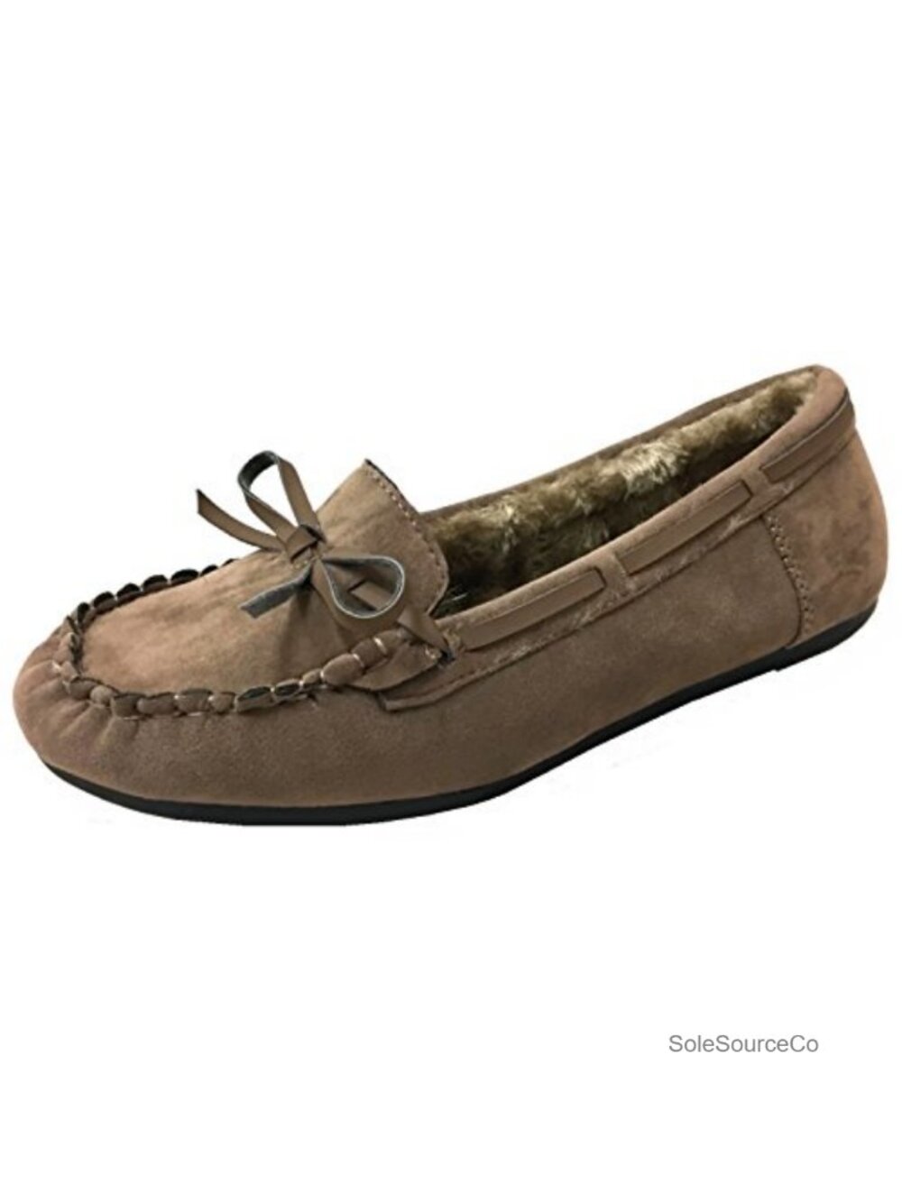Faux Suede Fur Lined Mocc, Indoor Outdoor Waterproof Sole, Pull-On
